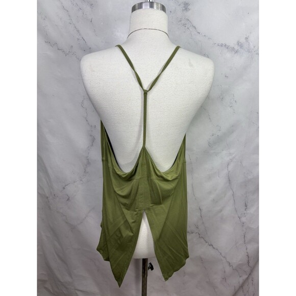Lululemon Modal Silk Yoga Tank Top Sage Green Womens M/L Gym T Back Back Slit - Picture 3 of 10